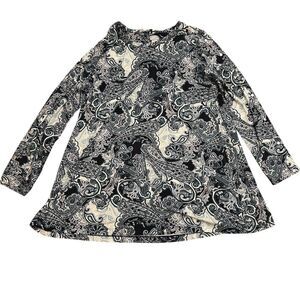 Chico's Women's Black Paisley Long Sleeve Tunic Top Size Large 2